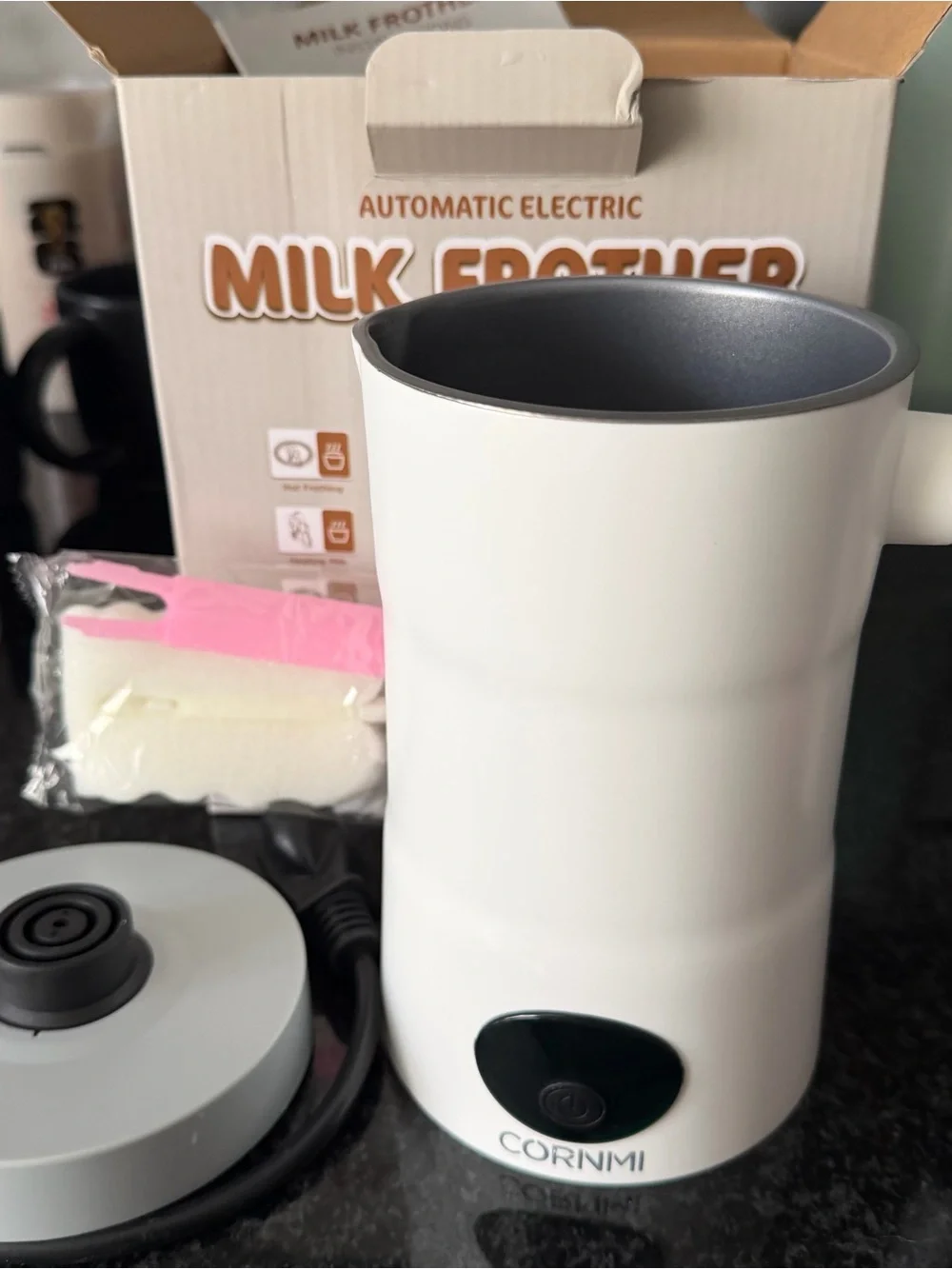 White Automatic Electric Milk Frother